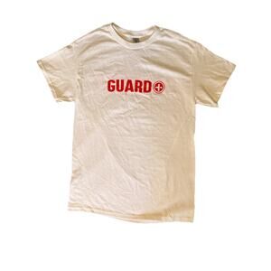 Lifeguard Uniform T-Shirt Size Large – 100% Cotton White Tee with Red GUARD Logo